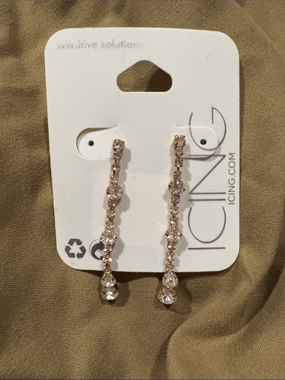Icing Rose Gold Long Crystal Linear Drop Earrings